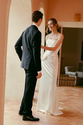 Divine Atelier Lena Silk Strapless Gown