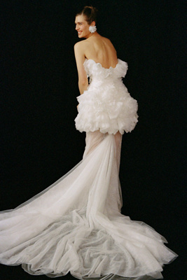 Ruffled Lace Mini Dress with Trumpet Skirt