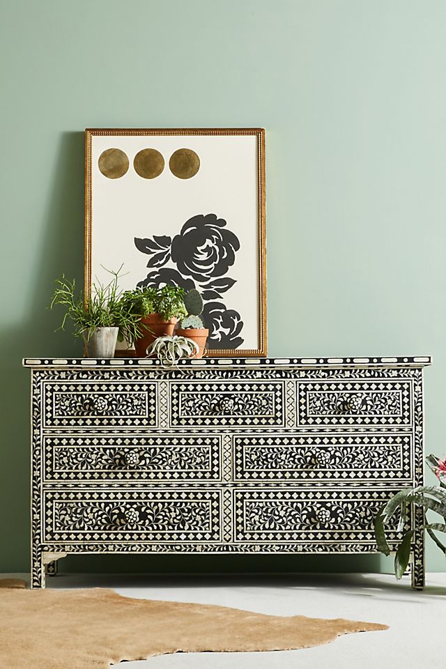 anthropologie dresser Spindle Six-Drawer by in Brown this bold dresser is a welcome piece for any bedroom. Pearl Inlay Five-Drawer Dresser |