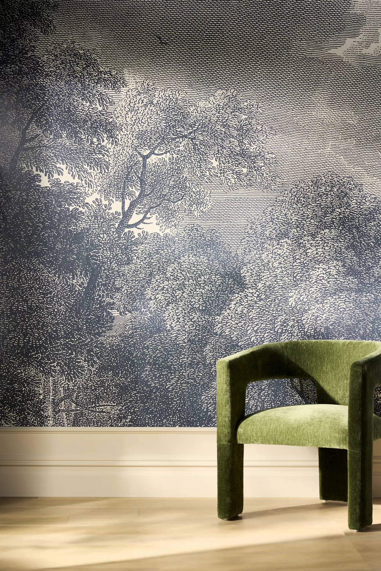 Etched Arcadia Floral Landscape Mural