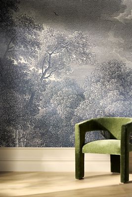 Etched Arcadia Floral Landscape Mural