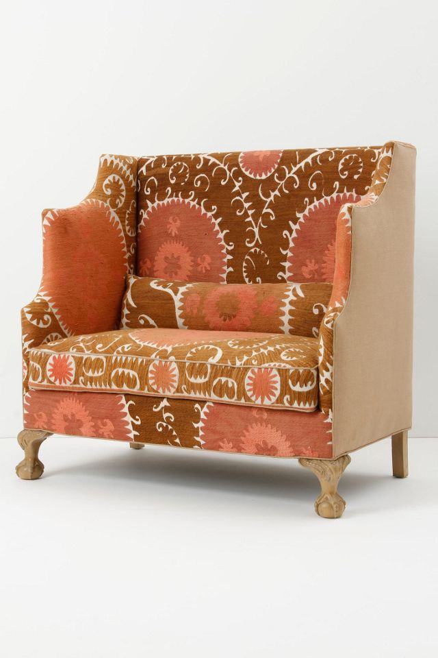 Greenfynch Settee, Vintage Suzani #2