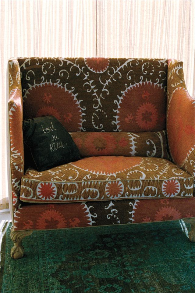 Greenfynch Settee, Vintage Suzani #3