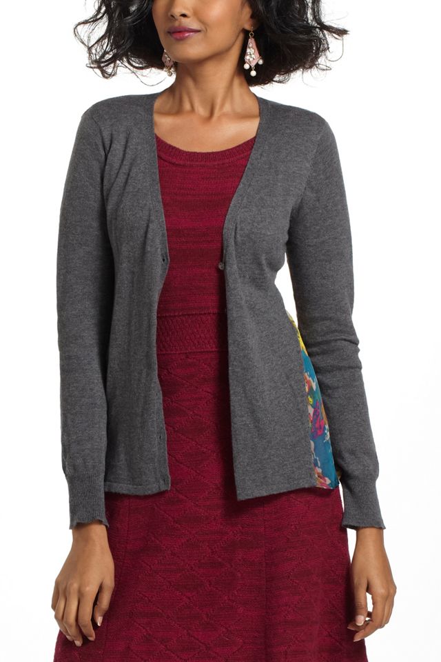 Silk-Spliced Cardigan  #1