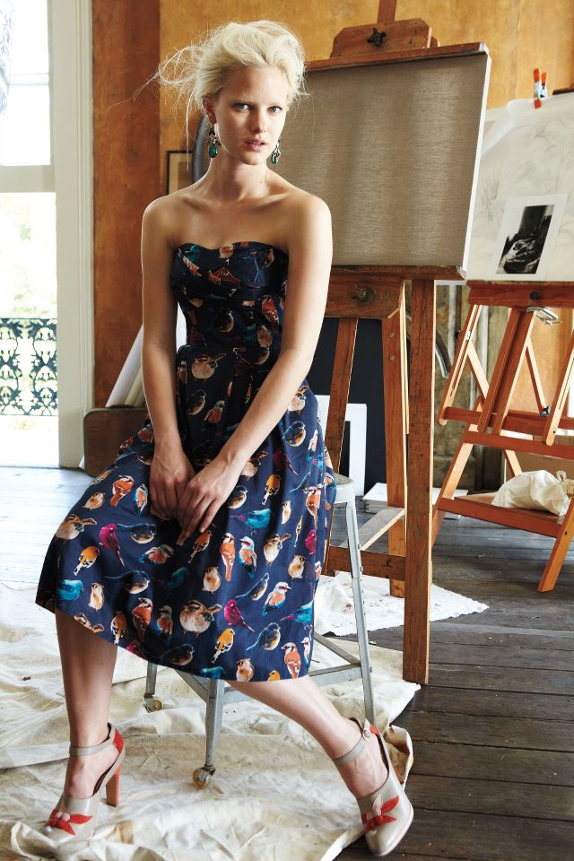 Dress with birds on it sale