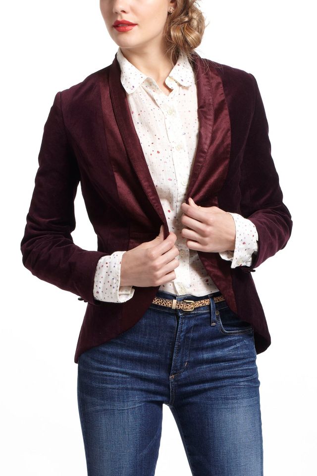 Anthropologie velvet clearance blazer