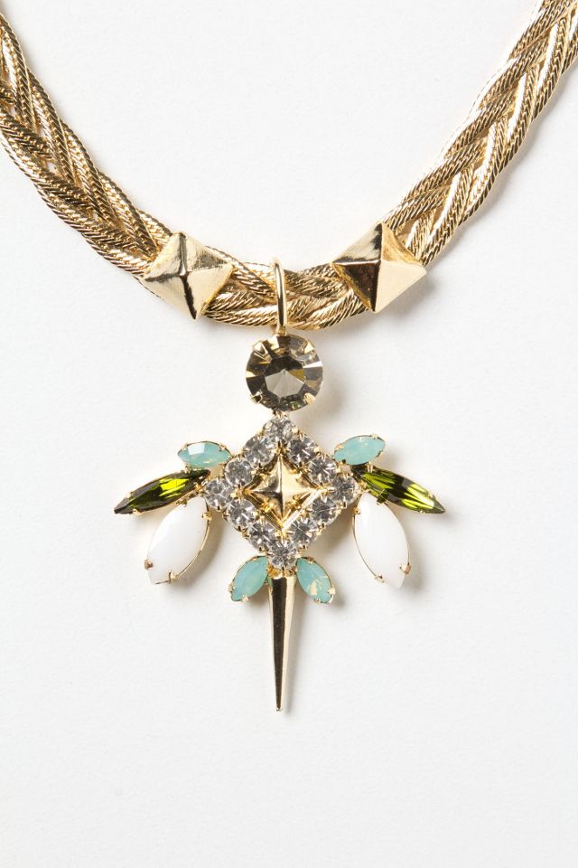 Pointed Pendant Braided Necklace #2