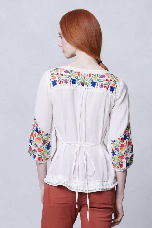 Pompom Peasant Blouse #1