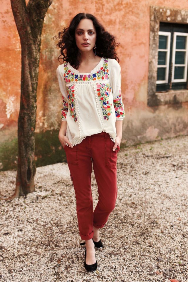 Pompom Peasant Blouse #2