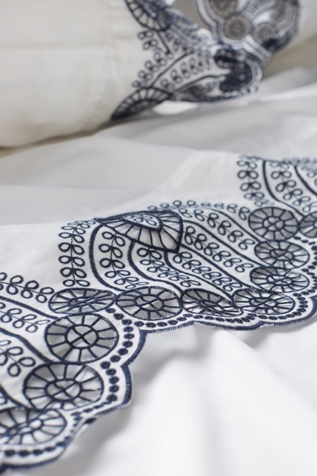 Eyelet Embroidered Sateen Sheet Set #1