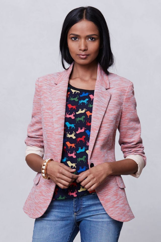 Pink on sale knit blazer