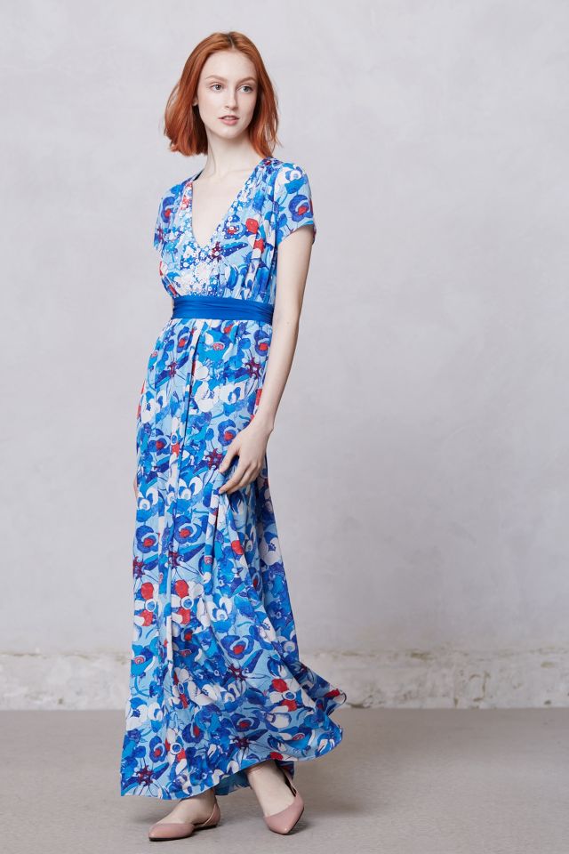 Arabella Blue Poppy Dress Anthropologie