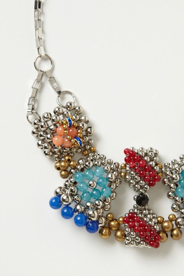 Flowering Mosaic Bib Necklace #1