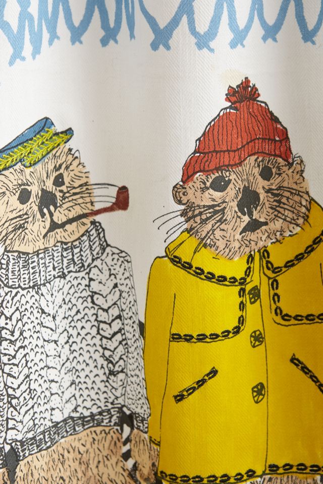 Fishing Otters Dishtowel #1