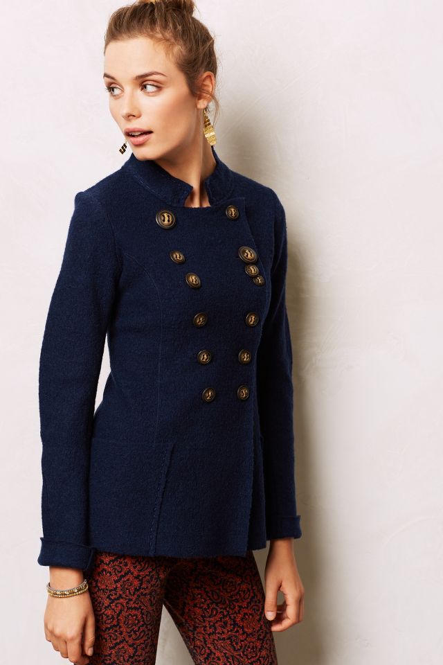 Boiled Wool Double Breasted Coat