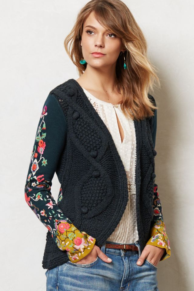 Embroidered hotsell cardigan anthropologie