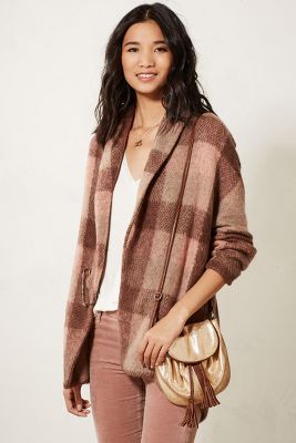 Anthropologie plaid clearance sweater coat