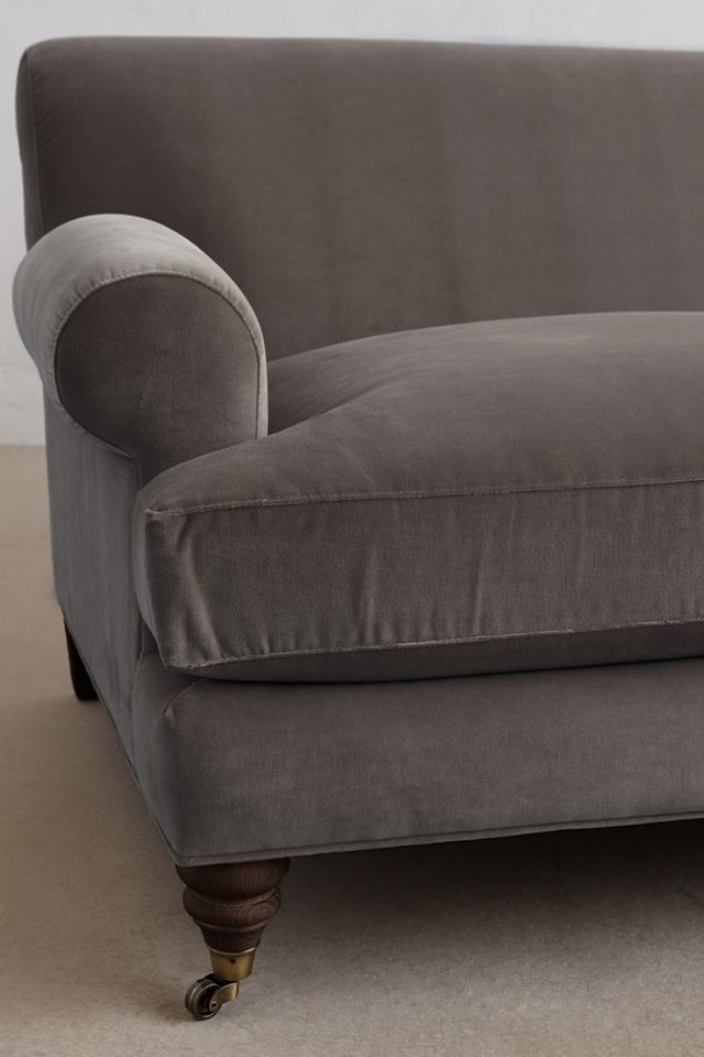 Velvet Willoughby Settee, Hickory #2