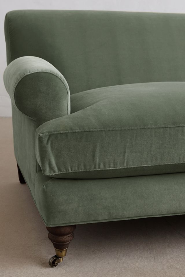 Velvet Willoughby Settee, Hickory #2