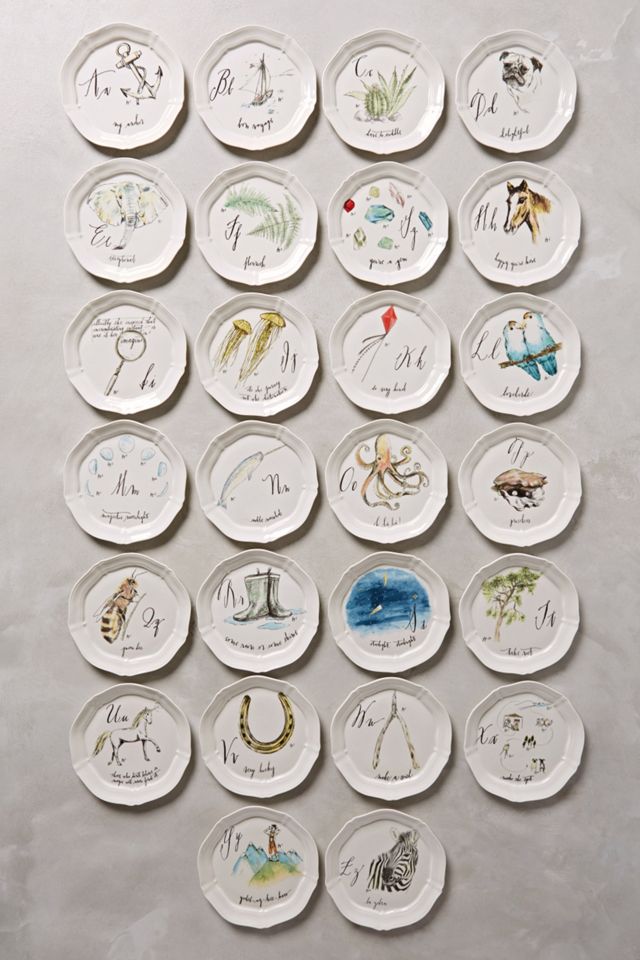 Anthropologie Plate LINEA CARTA Canape CALLIGRAPHER Letter W
