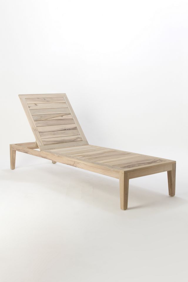 Vista Slatted Teak Chaise #4