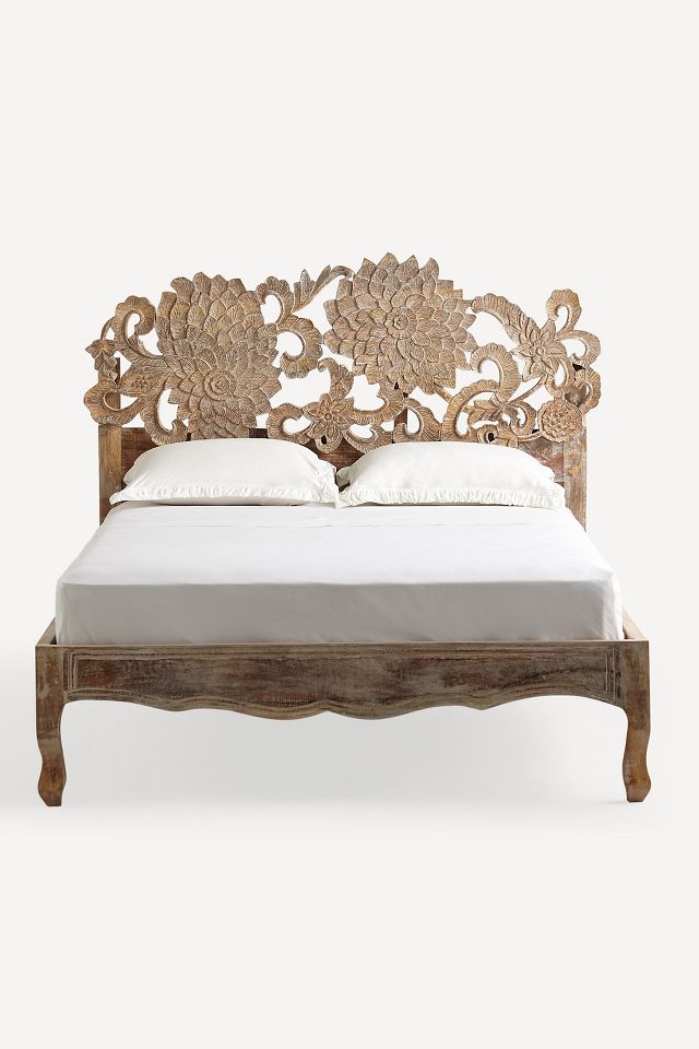 Handcarved lotus store bed