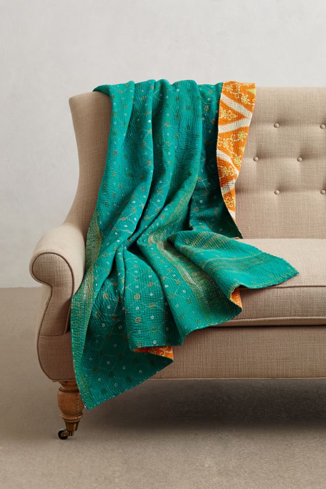 Hand-Stitched Kantha Throw #1