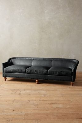 Anthropologie Premium Leather Holloway Sofa In Black