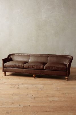 Anthropologie Premium Leather Holloway Sofa In Brown