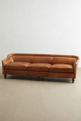 Anthropologie Premium Leather Holloway Sofa In Yellow
