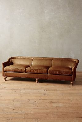 Anthropologie Premium Leather Holloway Sofa In Brown