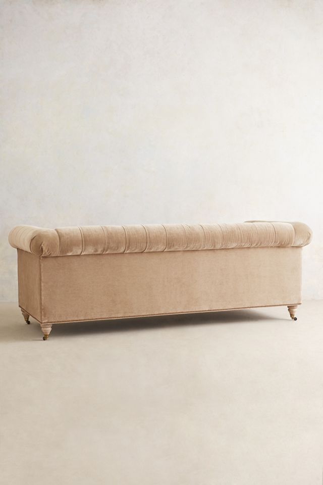 Velvet Lyre Chesterfield Sofa, Wilcox Finish #1