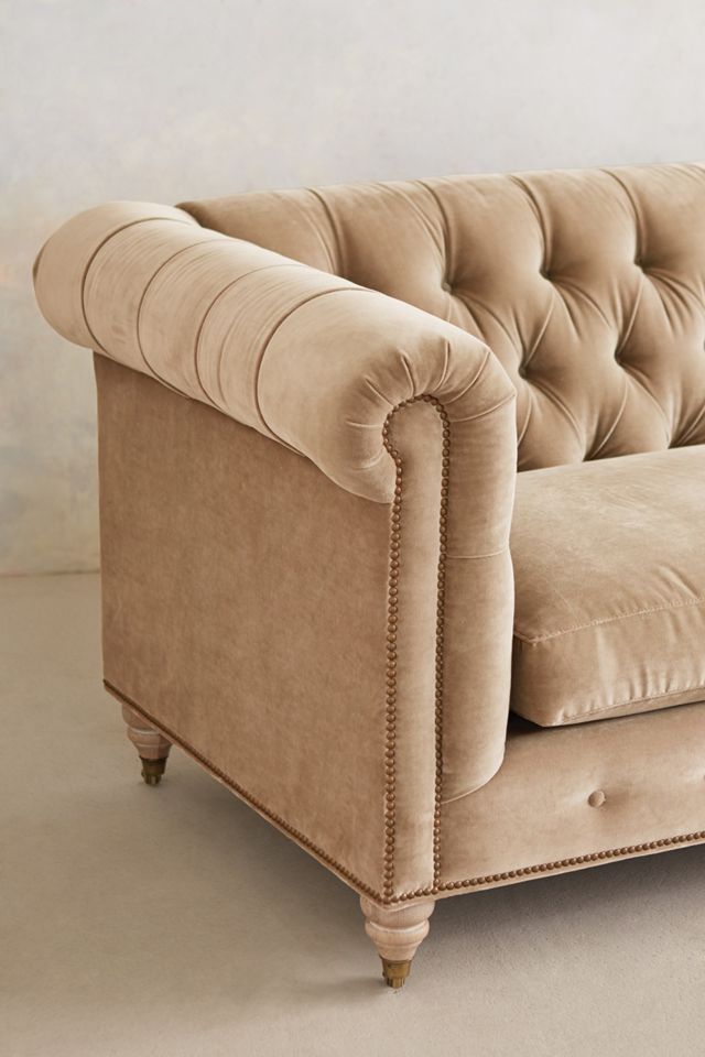 Velvet Lyre Chesterfield Sofa, Wilcox Finish #2