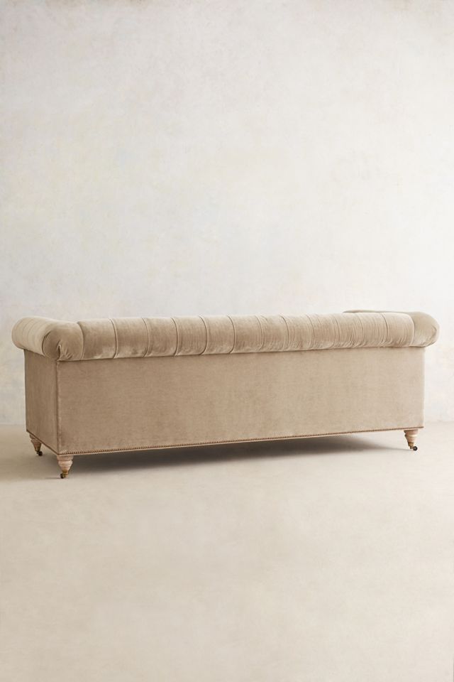 Velvet Lyre Chesterfield Sofa, Wilcox Finish #4