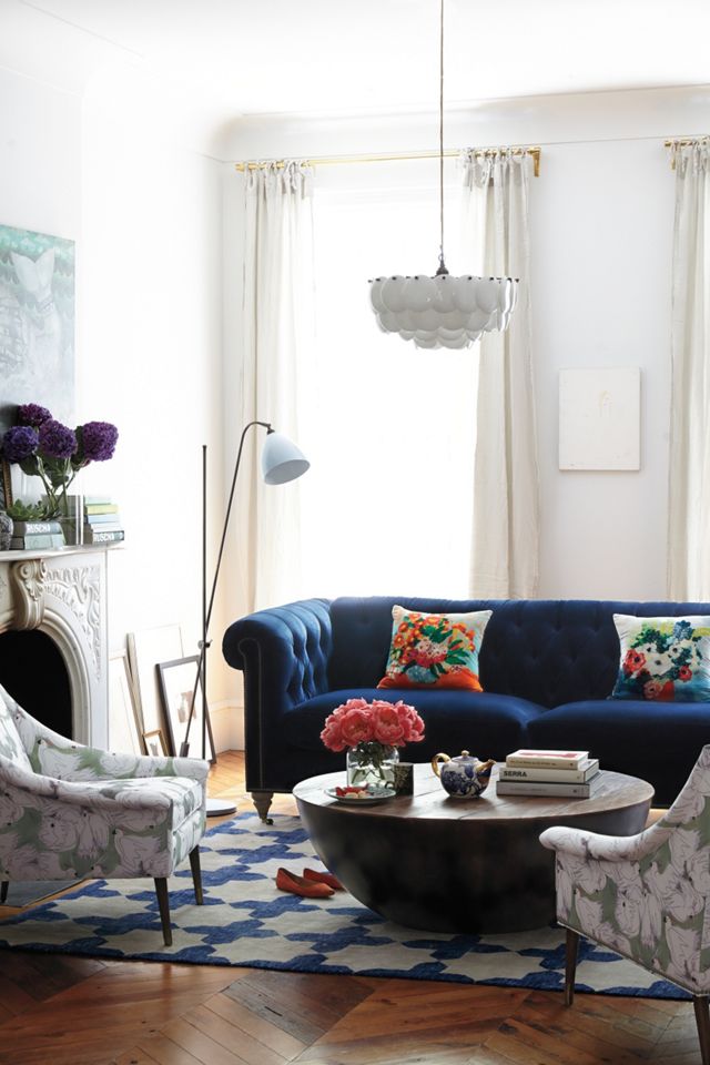 Velvet Lyre Chesterfield Sofa, Wilcox Finish #3