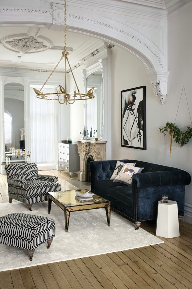 Velvet Lyre Chesterfield Sofa, Wilcox Finish #4