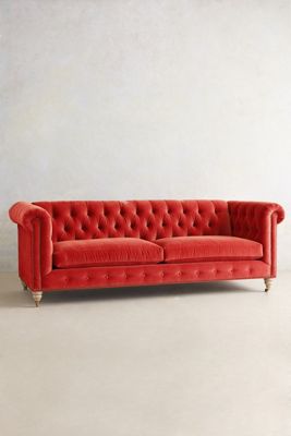 Velvet Lyre Chesterfield Sofa, Wilcox Finish