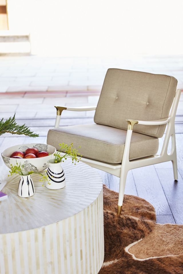 Rounded Inlay Drum Coffee Table #4