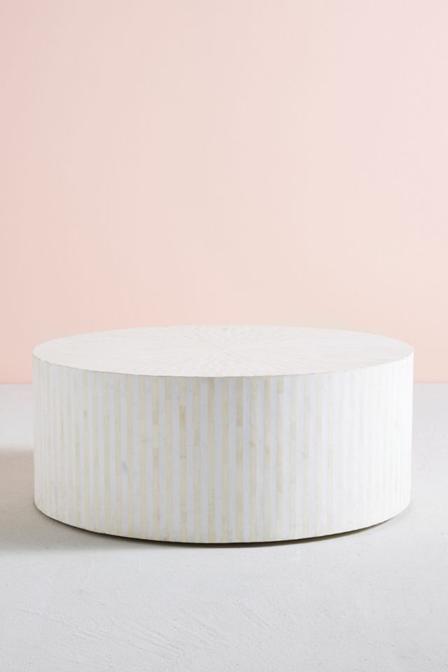 Rounded Inlay Drum Coffee Table #1