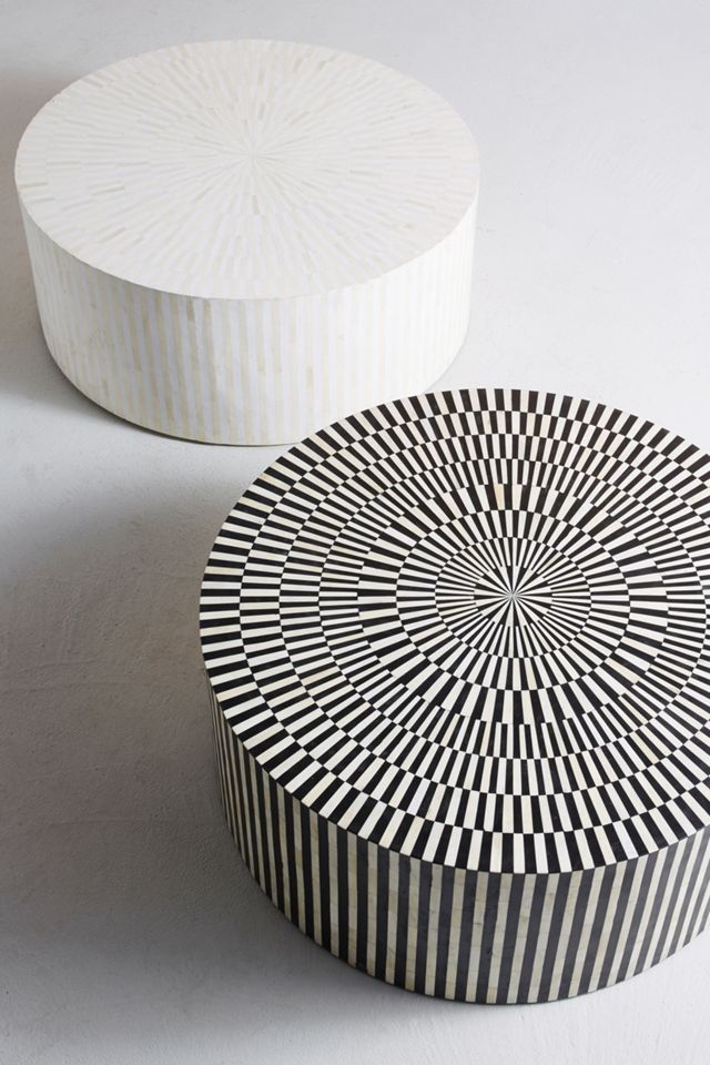 Rounded Inlay Drum Coffee Table #5