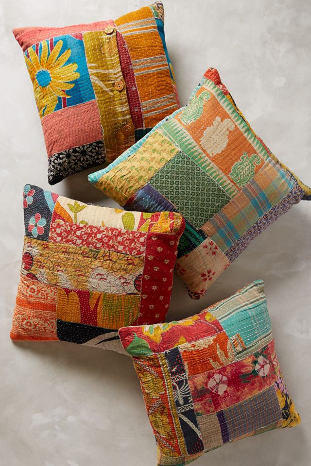 Kantha Patchwork Pillow #2
