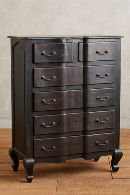 anthropologie black dresser Jaden Antique Black Metal Embossed 6 Drawer Chest – Luxury Handicraft main image 1
