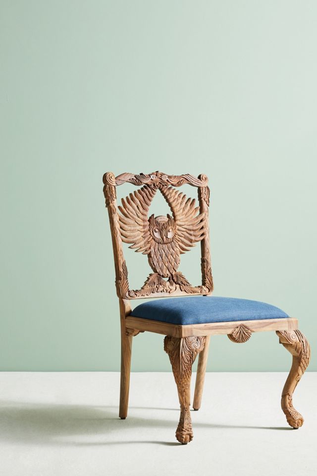 Handcarved Menagerie Owl Dining Chair #1