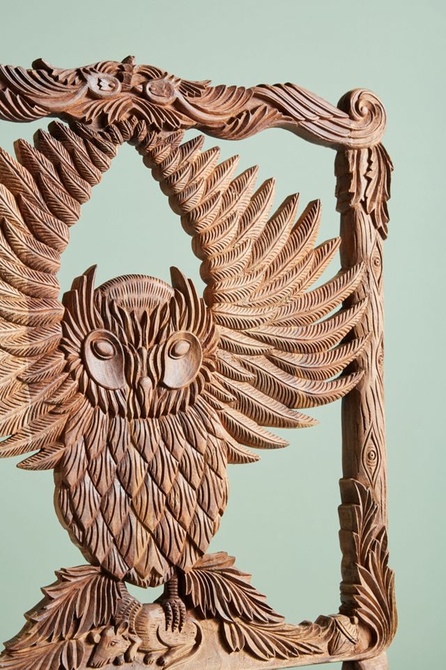 Handcarved Menagerie Owl Dining Chair #6