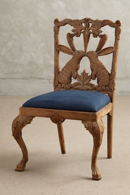 Handcarved Menagerie Rabbit Dining Chair