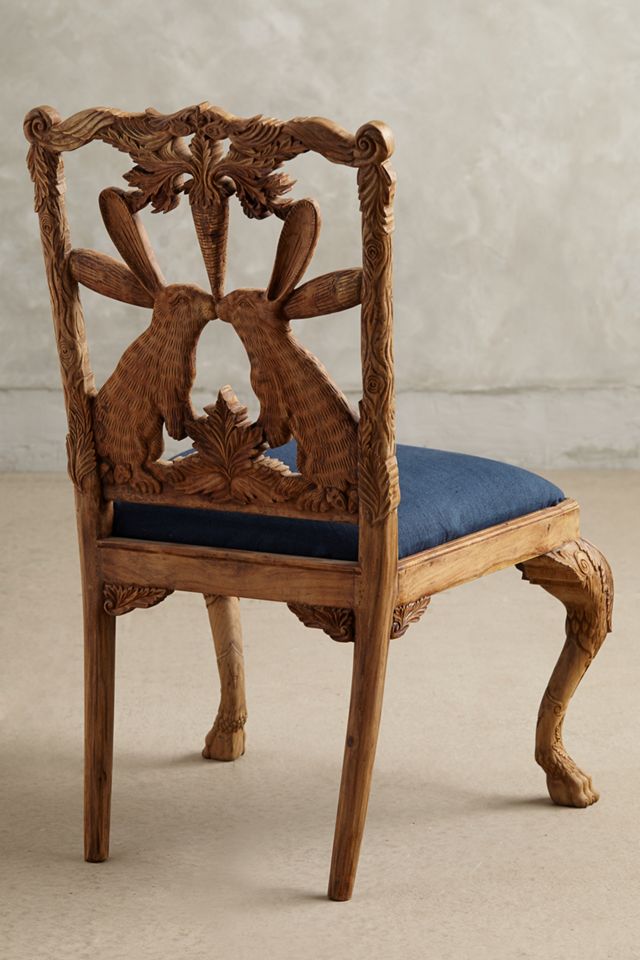 Handcarved Menagerie Rabbit Dining Chair #1
