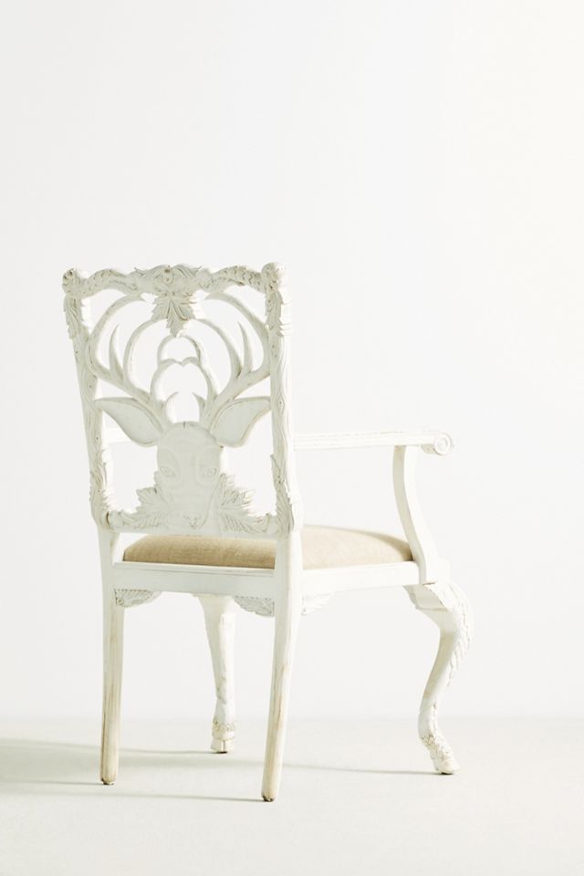 Handcarved Menagerie Deer Armchair #2