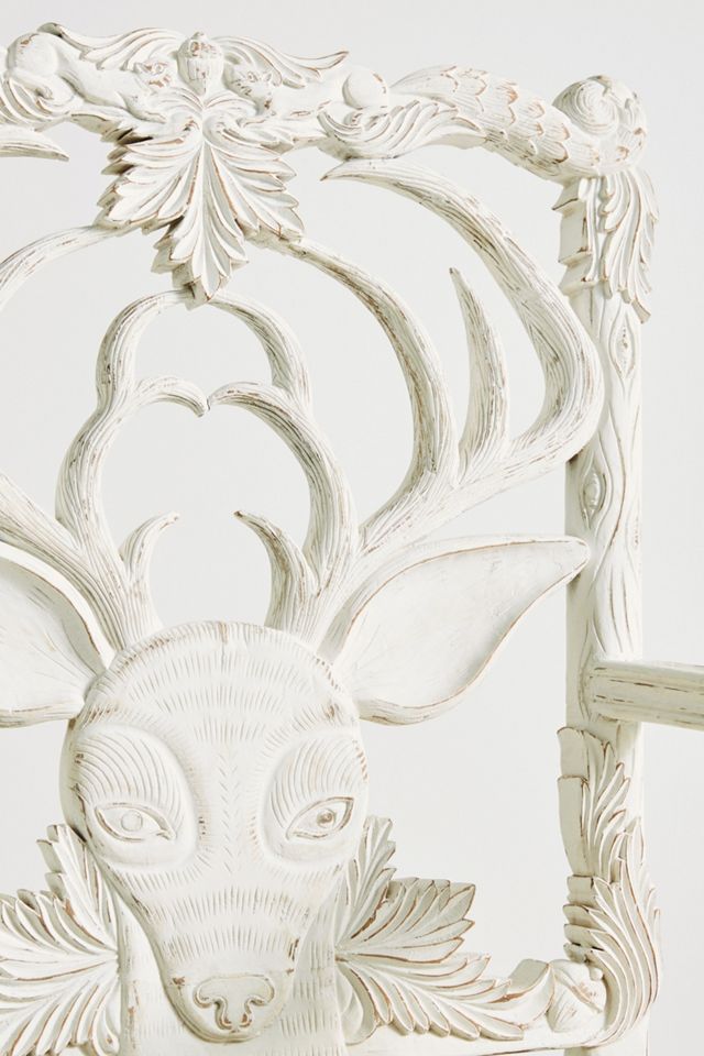 Handcarved Menagerie Deer Armchair #5