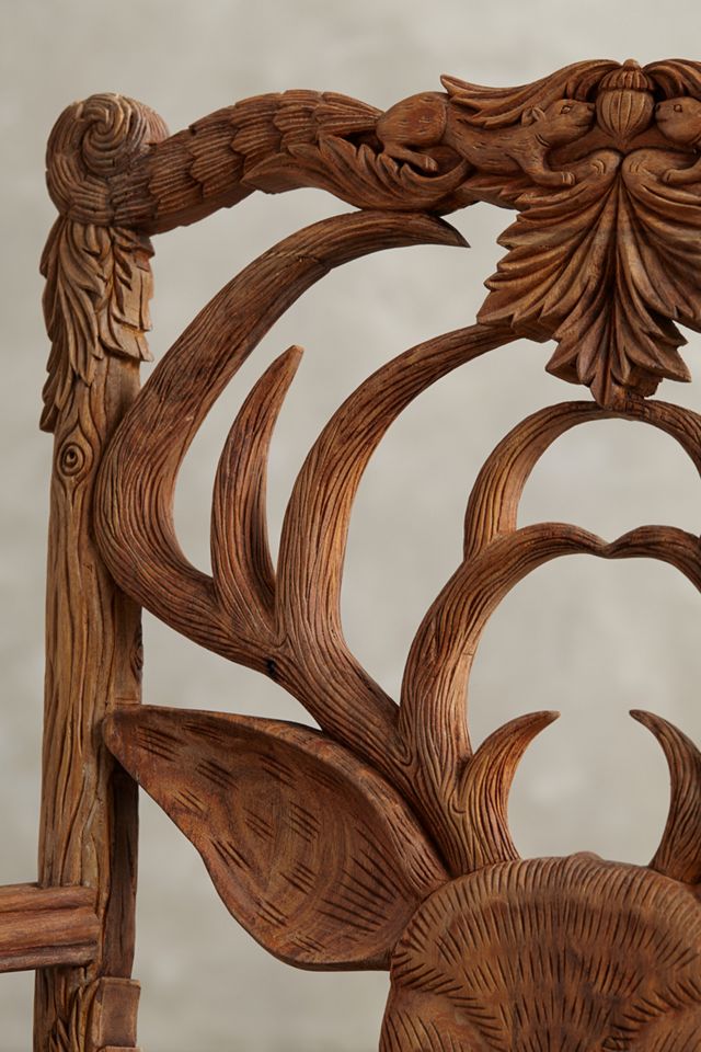 Handcarved Menagerie Deer Armchair #2
