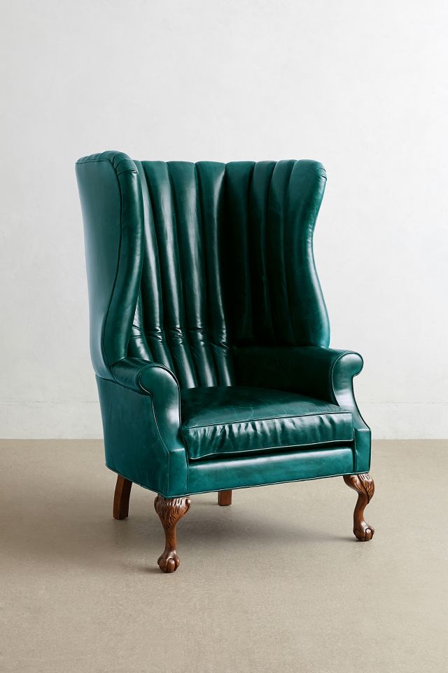 Premium Leather English Fireside Chair AnthroLiving